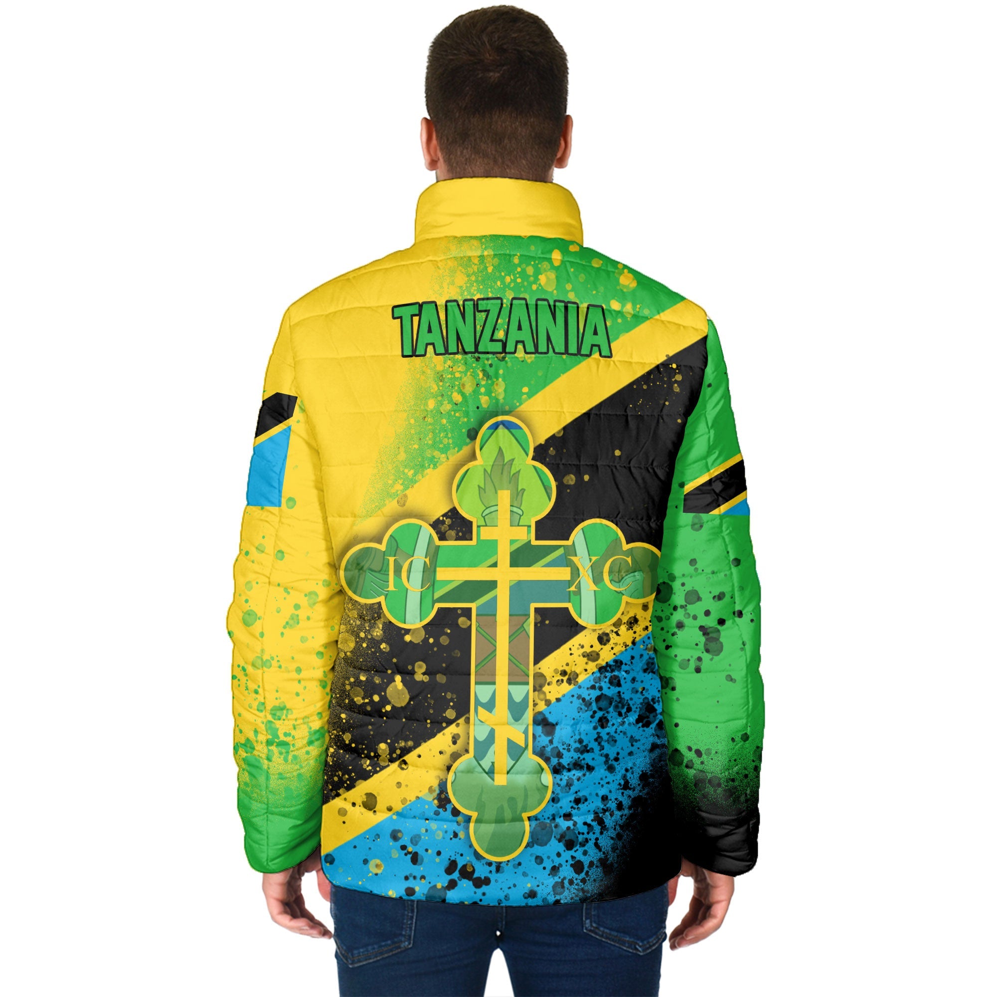 Tanzania Men Padded Jacket Flag & Coat Of Arms Orthodox Style