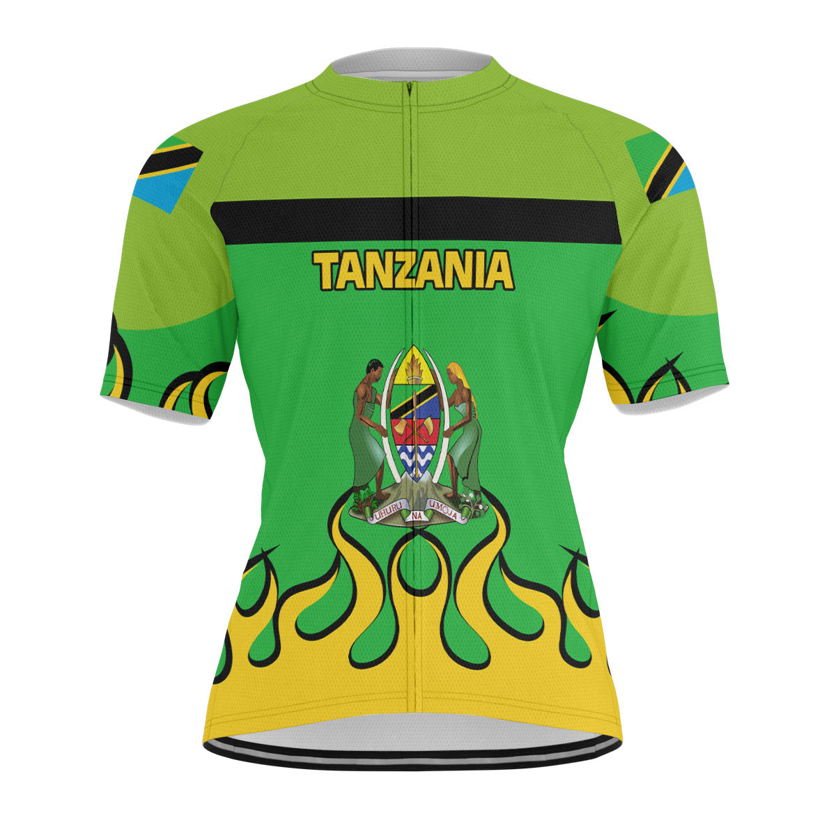 Tanzania Men's Cycling Jersey Flag & Coat Of Arms Fire Hockey Style