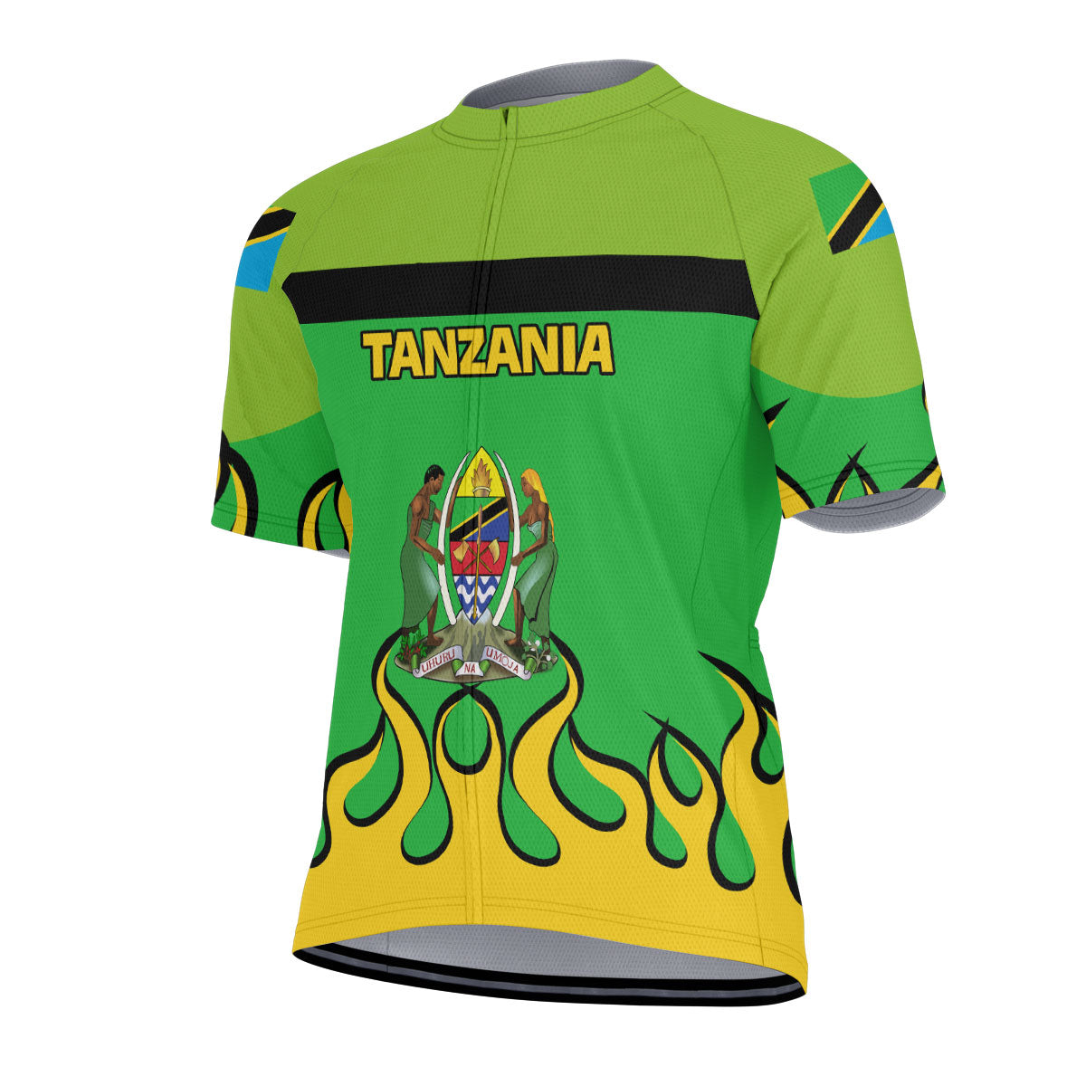 Tanzania Men's Cycling Jersey Flag & Coat Of Arms Fire Hockey Style