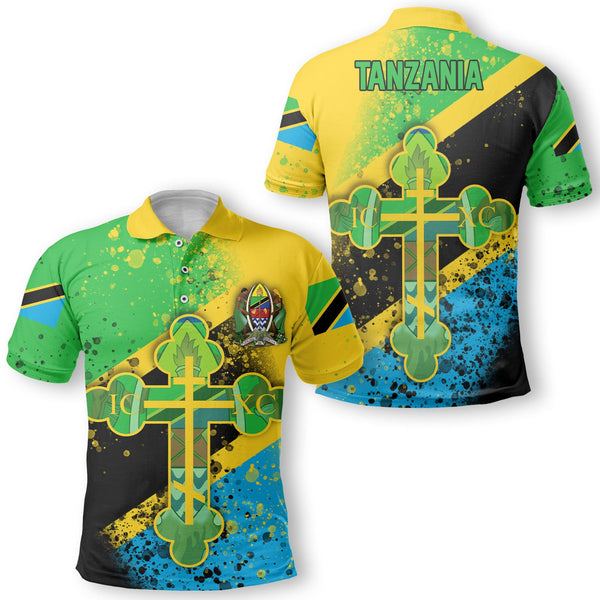 Tanzania Polo Shirt Flag & Coat Of Arms Orthodox Style