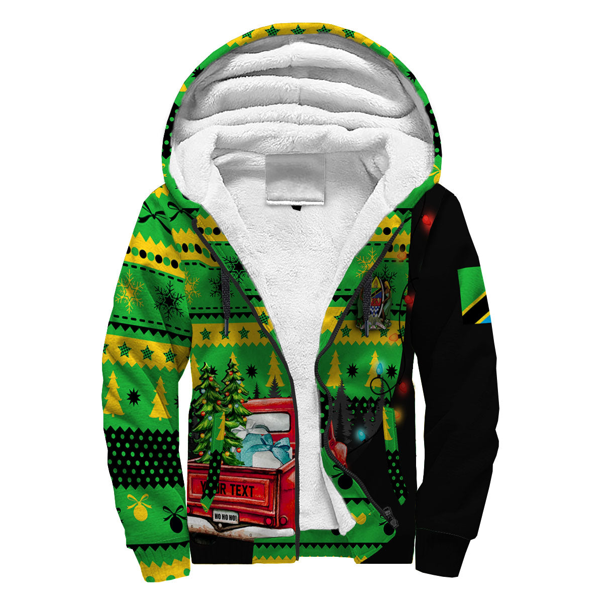 Tanzania Sherpa Hoodie Coat Of Arms Christmas Style