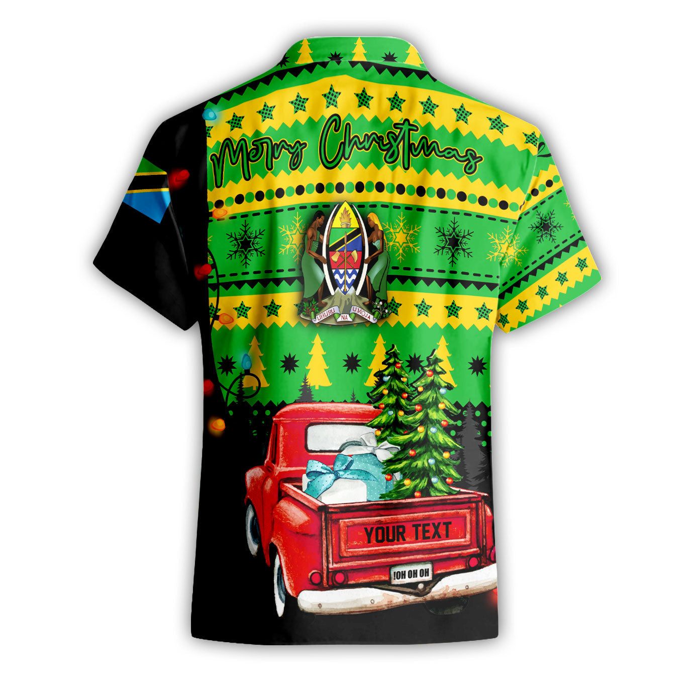 Tanzania Short Sleeve Shirt Coat Of Arms Christmas Style