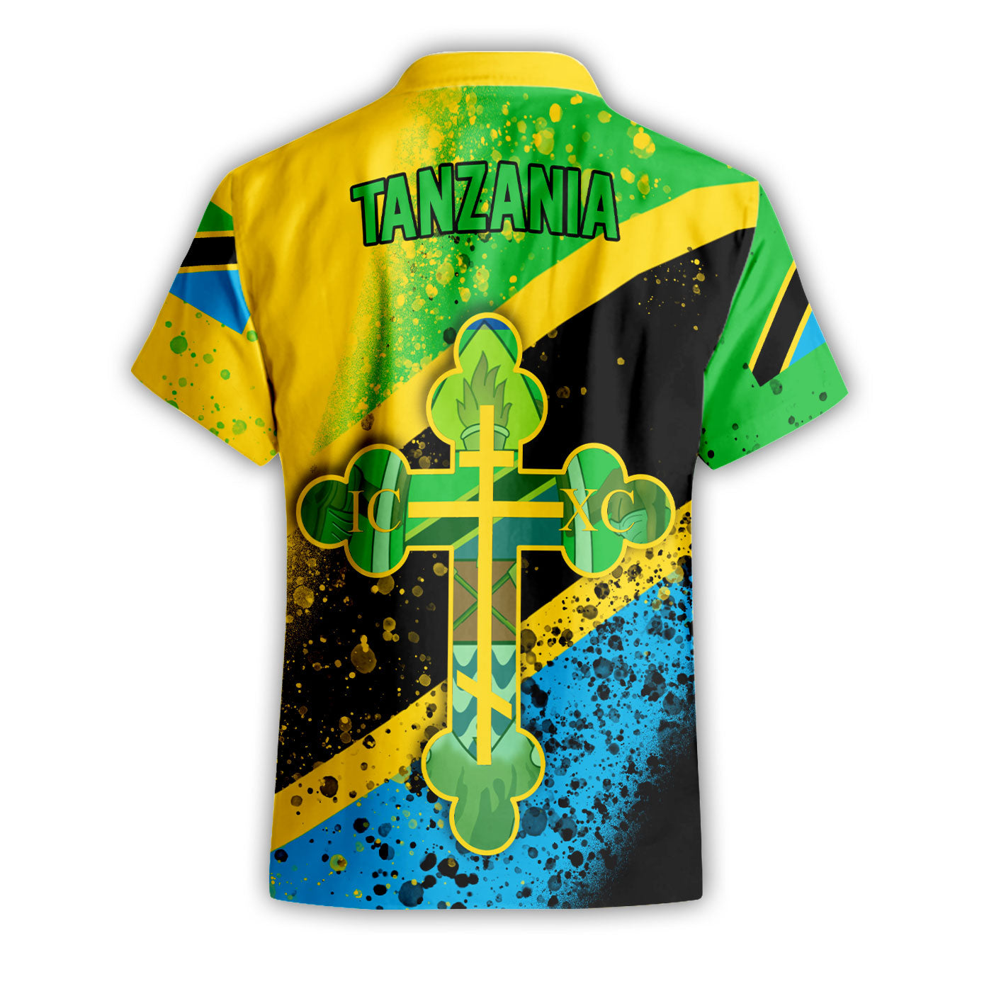 Tanzania Short Sleeve Shirt Flag & Coat Of Arms Orthodox Style