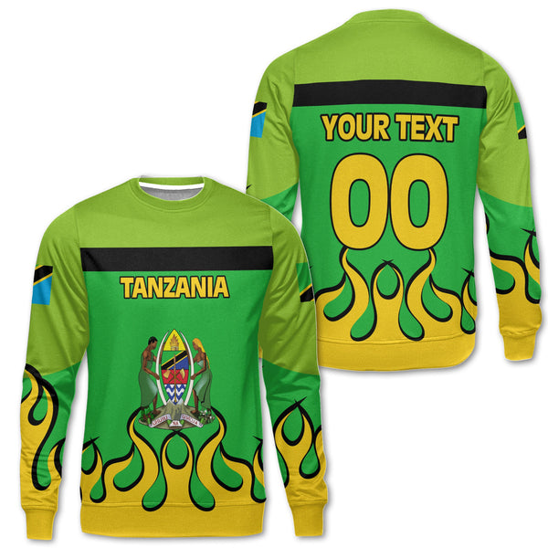 Tanzania Sweatshirt Flag & Coat Of Arms Fire Hockey Style