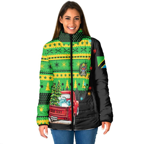 Tanzania Women Padded Jacket Coat Of Arms Christmas Style