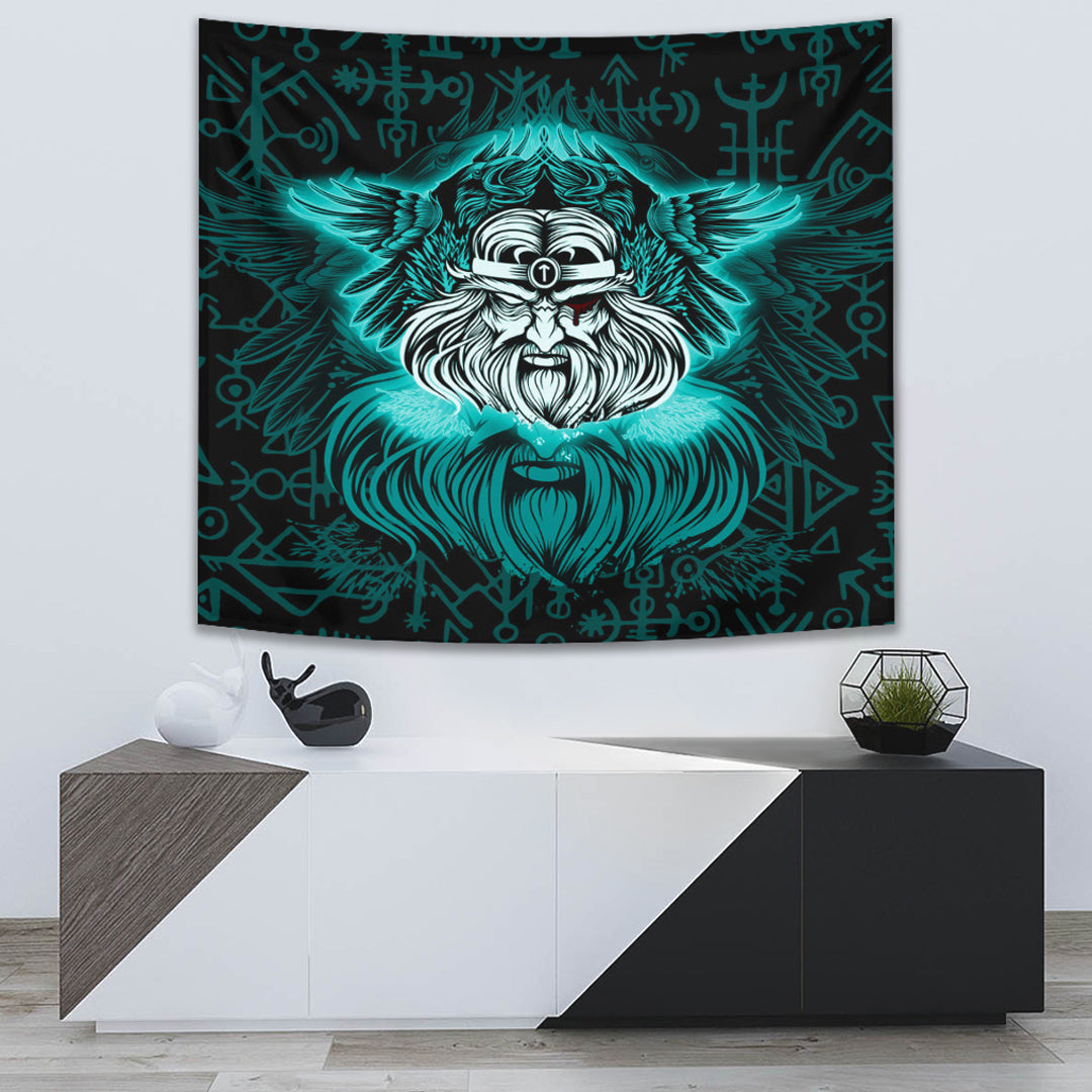 Viking Tapestry Odin Turquoise