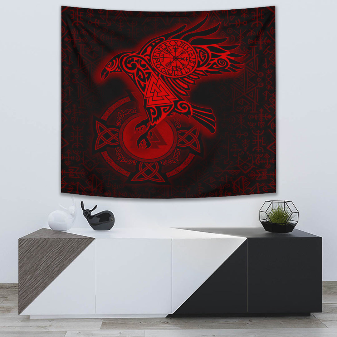 Viking Tapestry Celtic Raven Red 