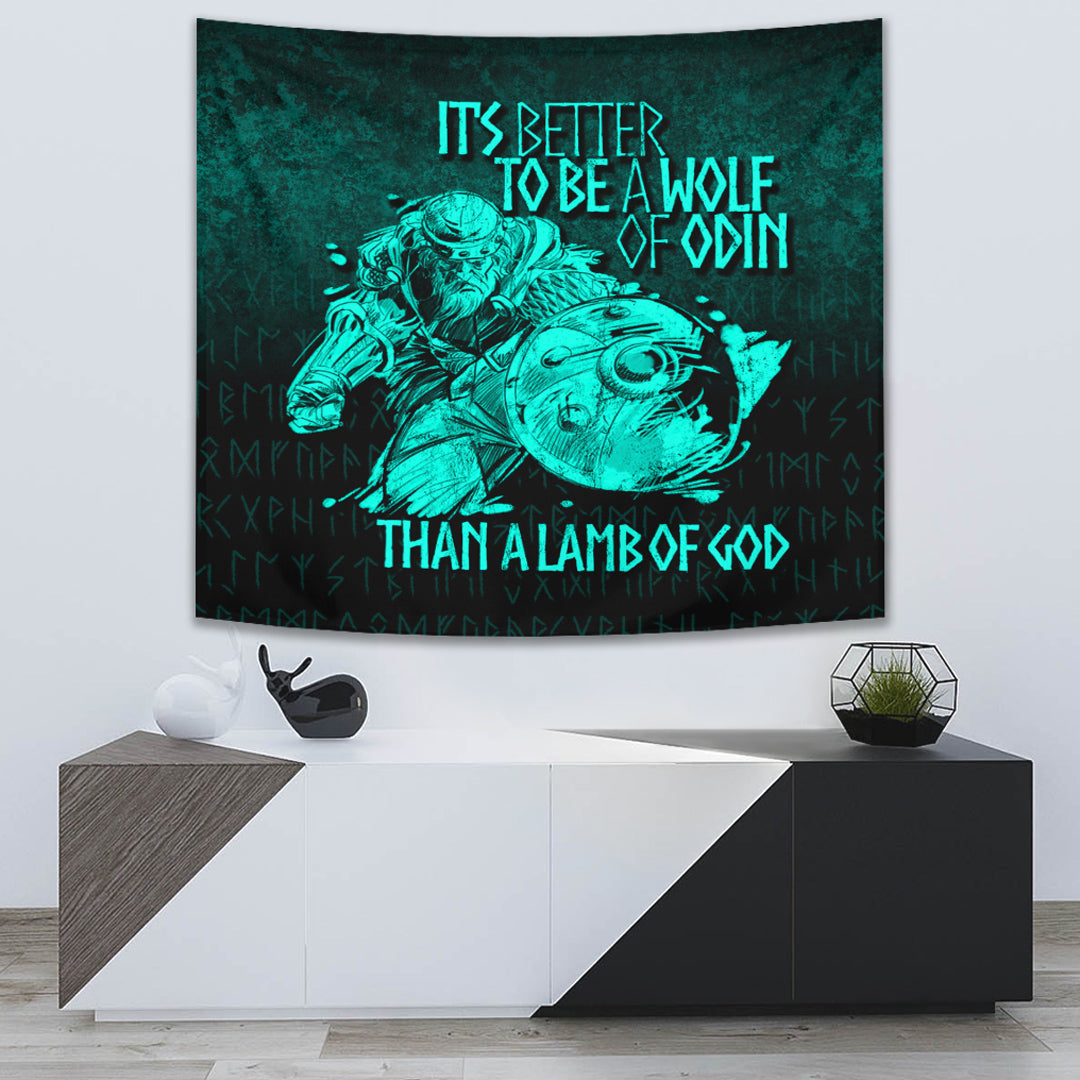 Viking Tapestry It's Better To Be A Wolf Of Odin Than A Lamb Of God