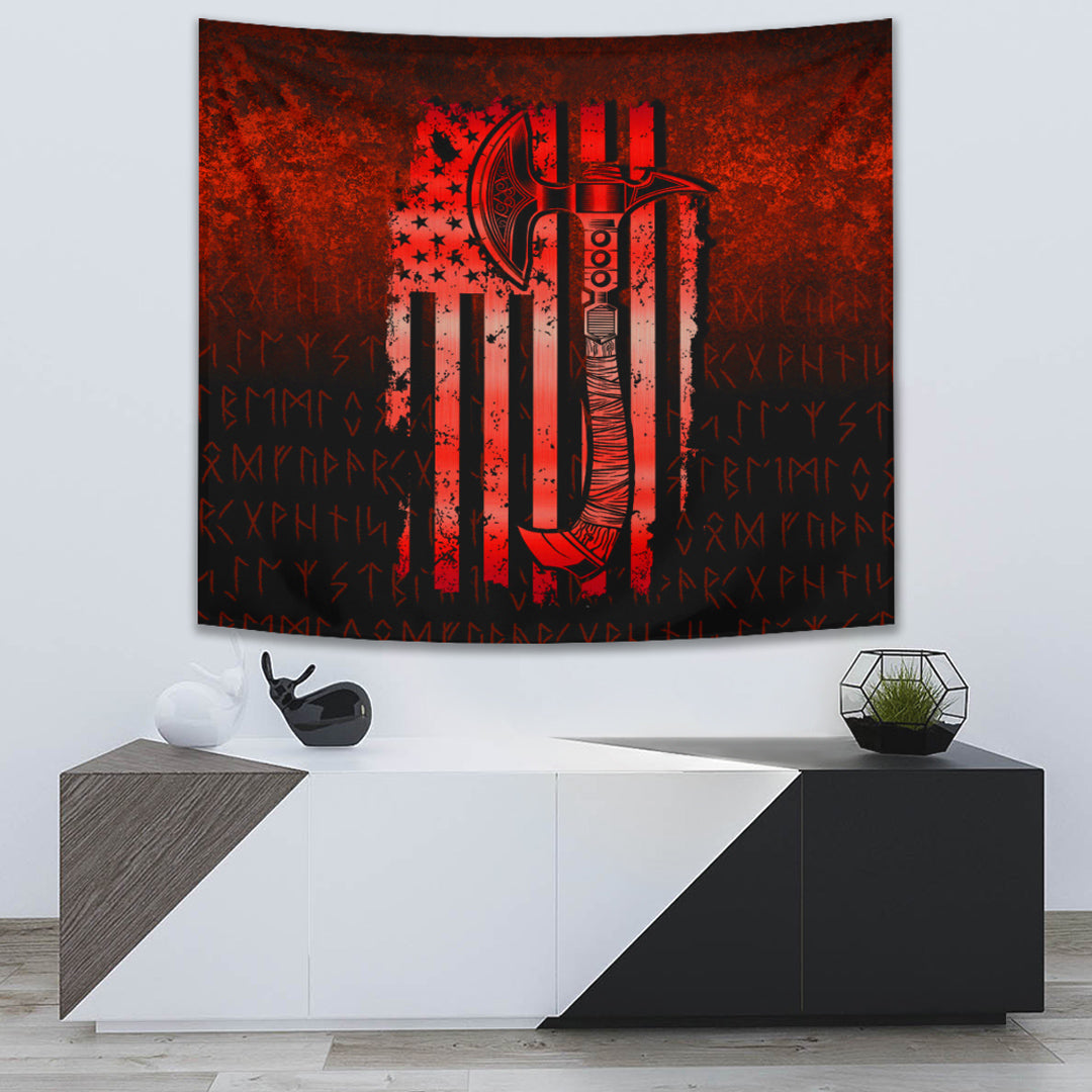 Viking Tapestry USA Flag Viking Tapestry Cool American Norsemen Red Version