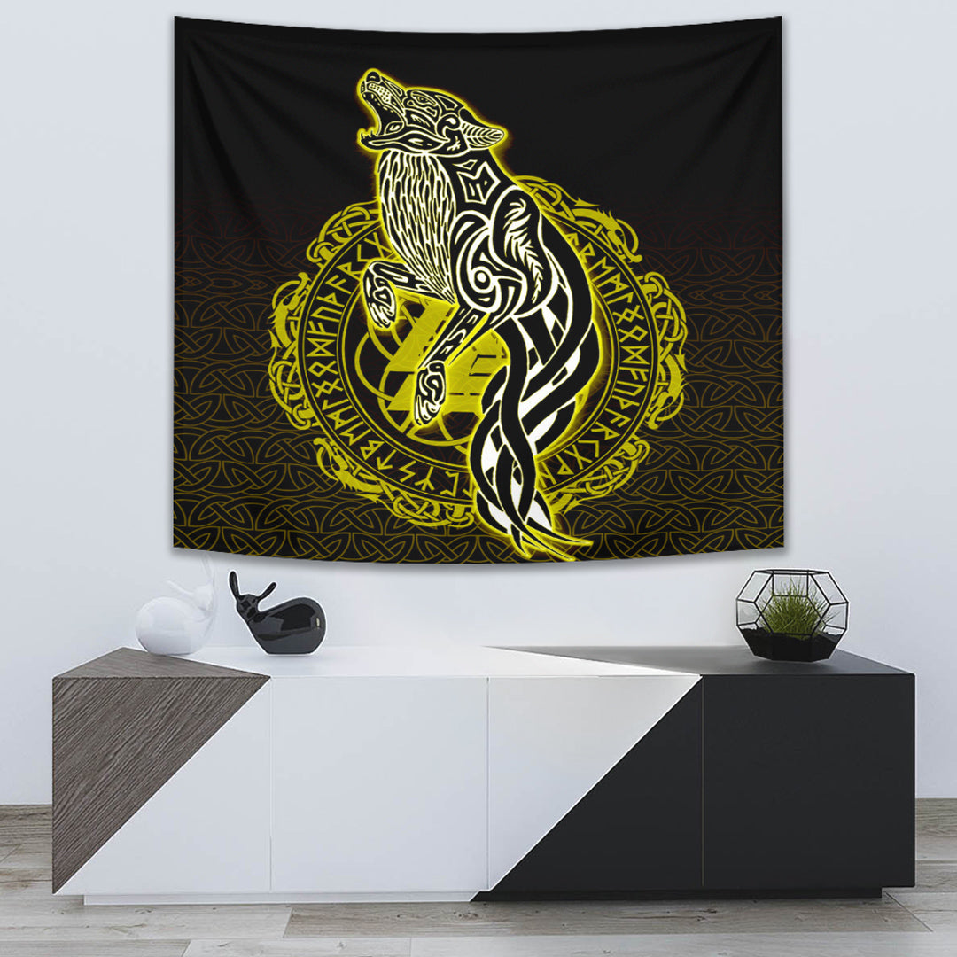 Viking Tapestry Wolf Viking Tapestry Gold