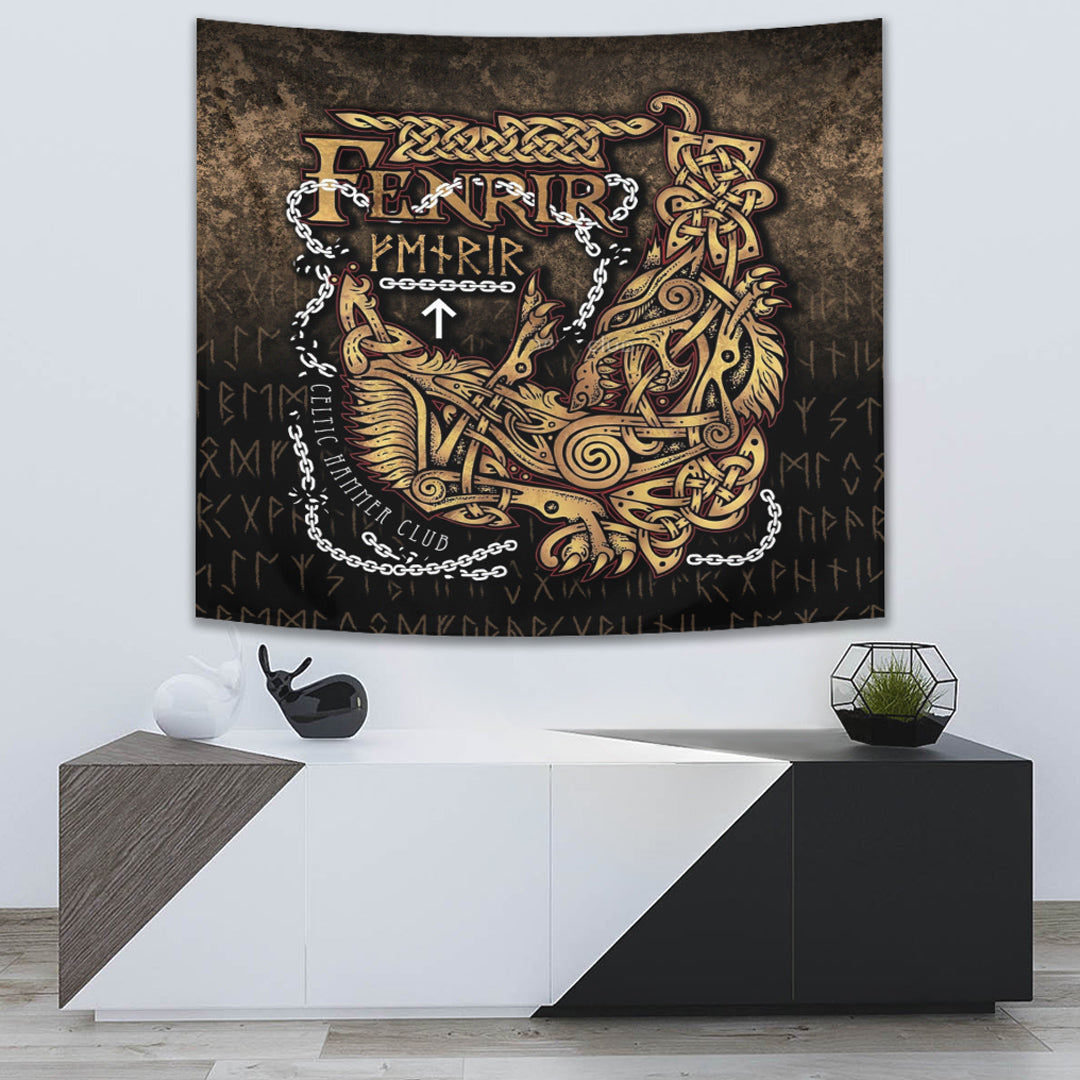 Viking Tapestry Fenrir Ragnarok Viking Tapestry Monster Wolf