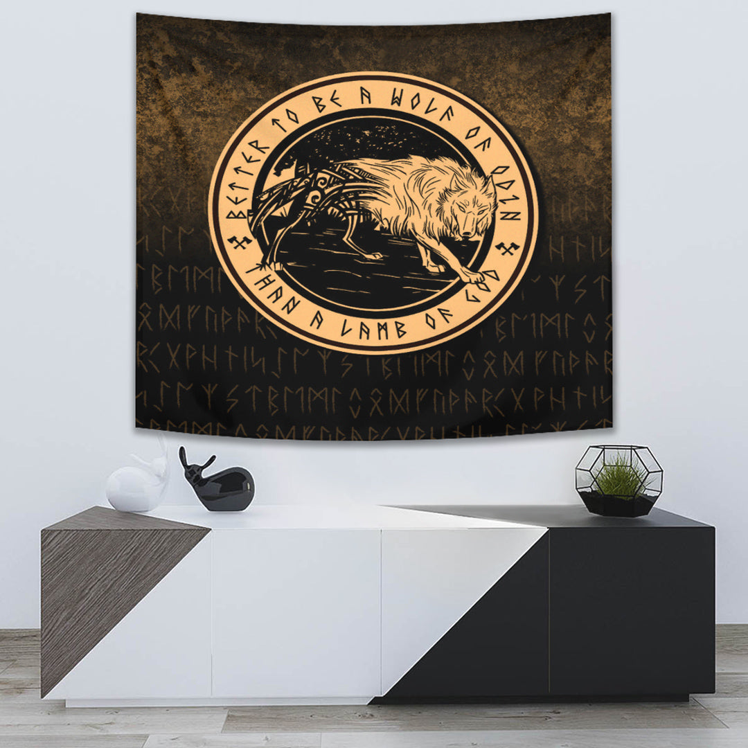 Viking Tapestry Wolf Of Odin Gold Version