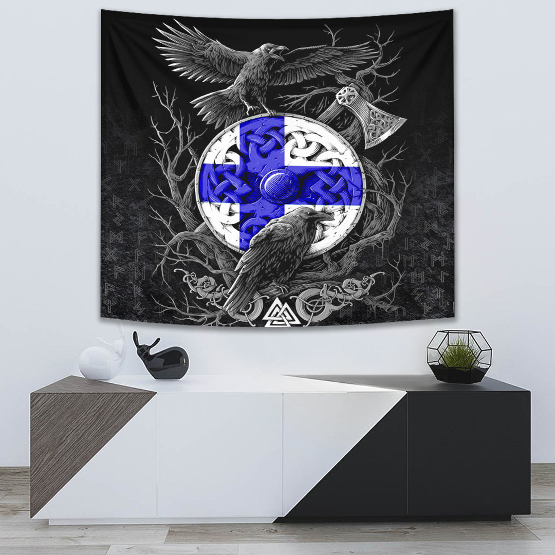 Viking Tapestry Finland Raven Odin