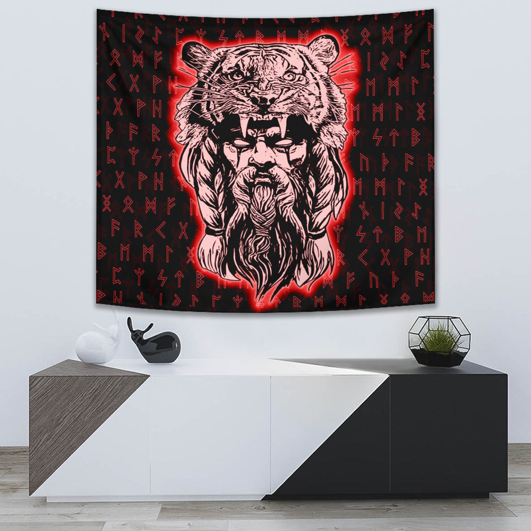 Viking Tapestry Wolf Odin Viking Tapestry Set Red