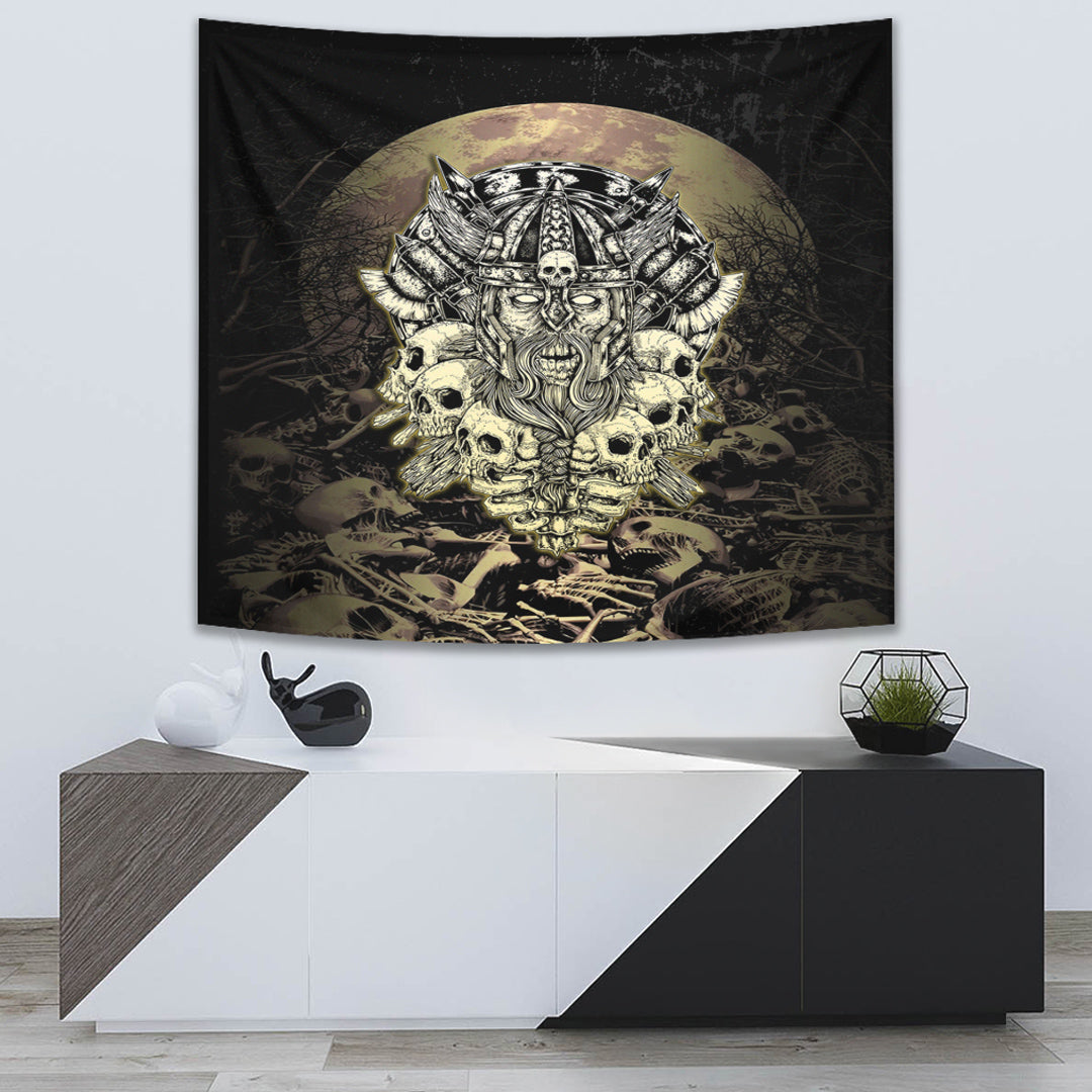 Viking Tapestry Warrior Old and Skull