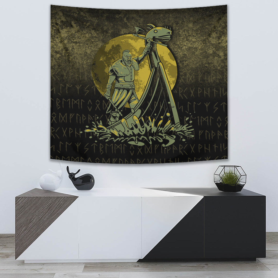 Viking Tapestry Victory or Valhalla Drakkar Ver01