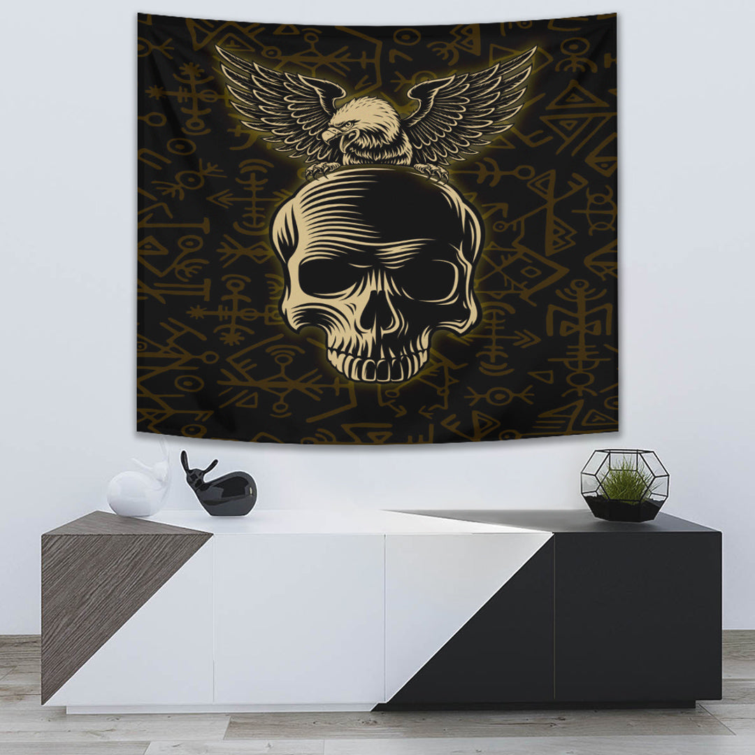 Viking Tapestry Raven And Skull Viking Tapestry