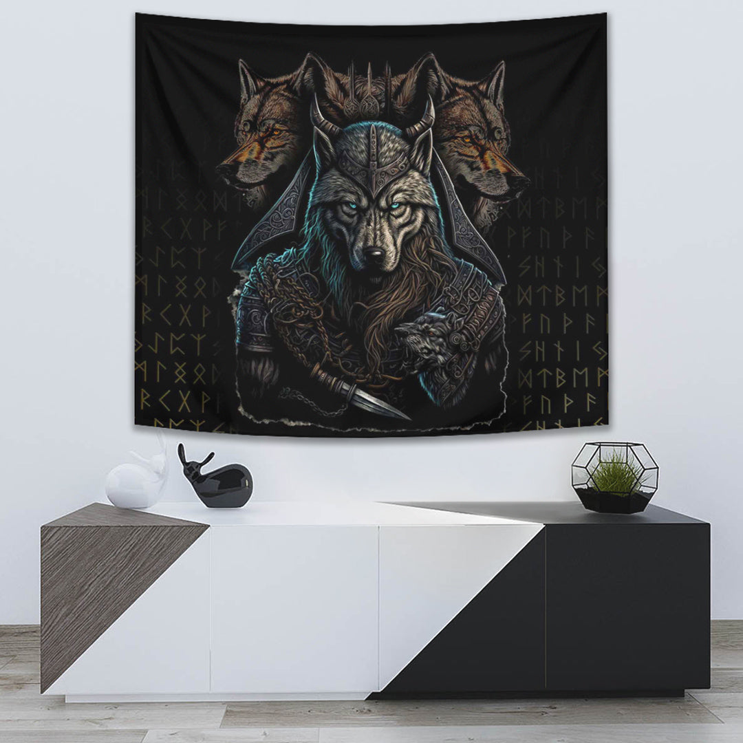 Viking Tapestry Wolf Warriors 3D