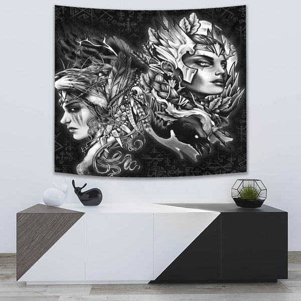 Viking Tapestry Valkyries And Bear Raven