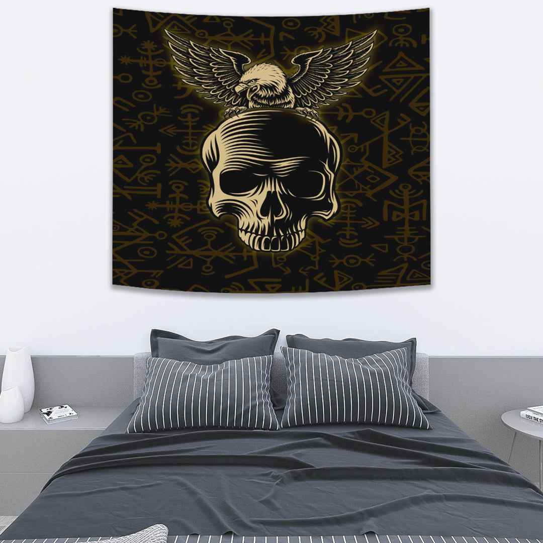Viking Tapestry Raven And Skull Viking Tapestry