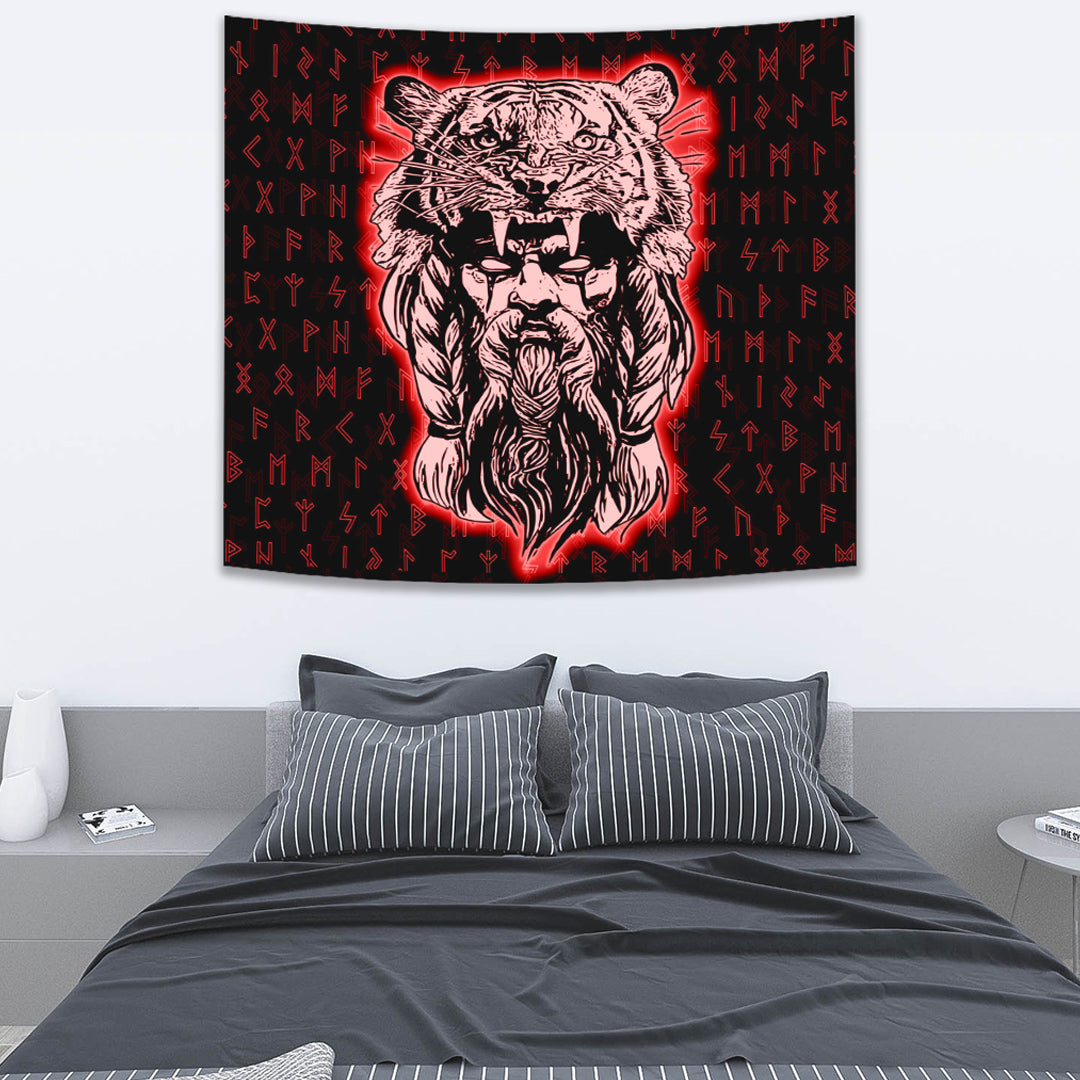 Viking Tapestry Wolf Odin Viking Tapestry Set Red