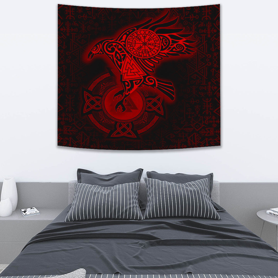 Viking Tapestry Celtic Raven Red 