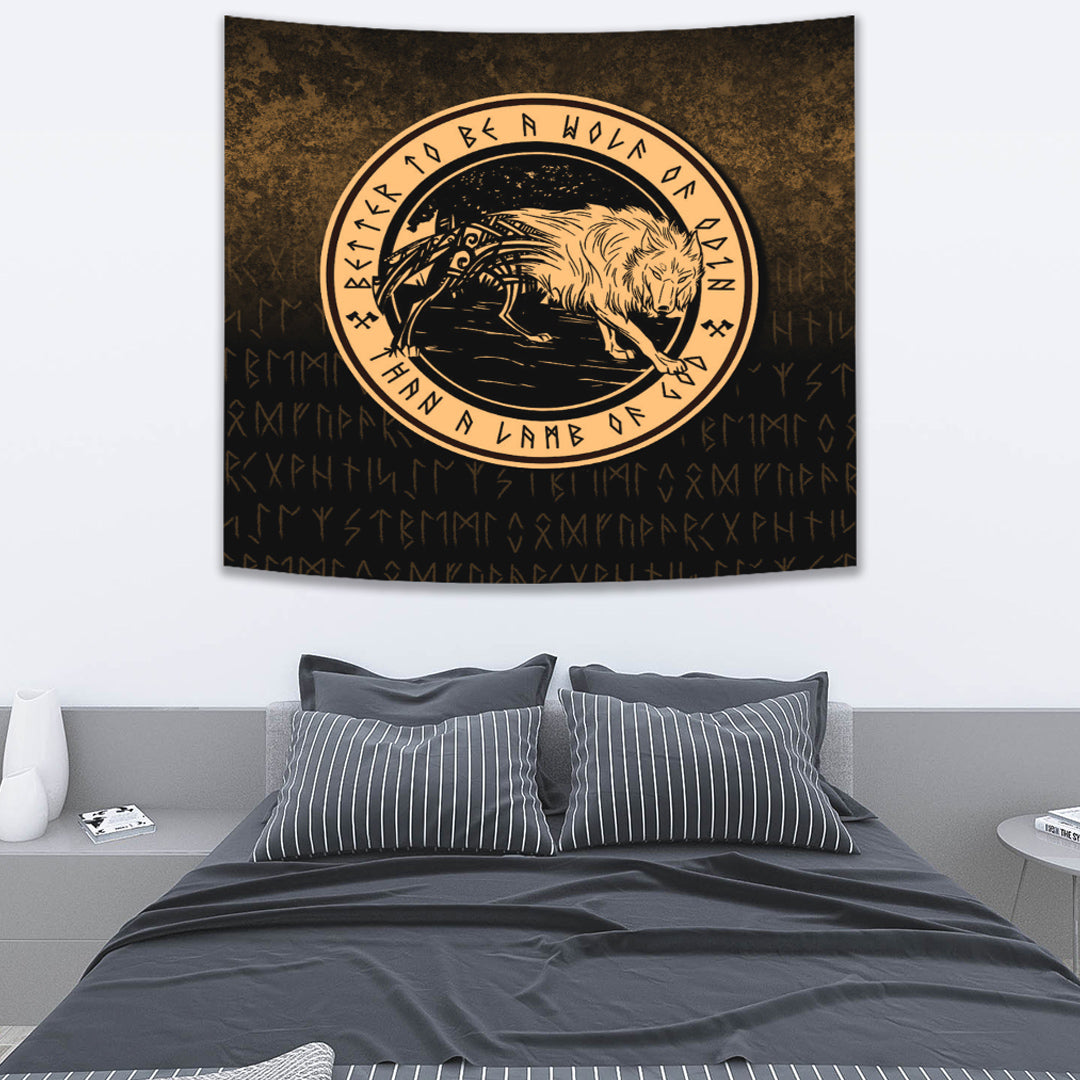 Viking Tapestry Wolf Of Odin Gold Version