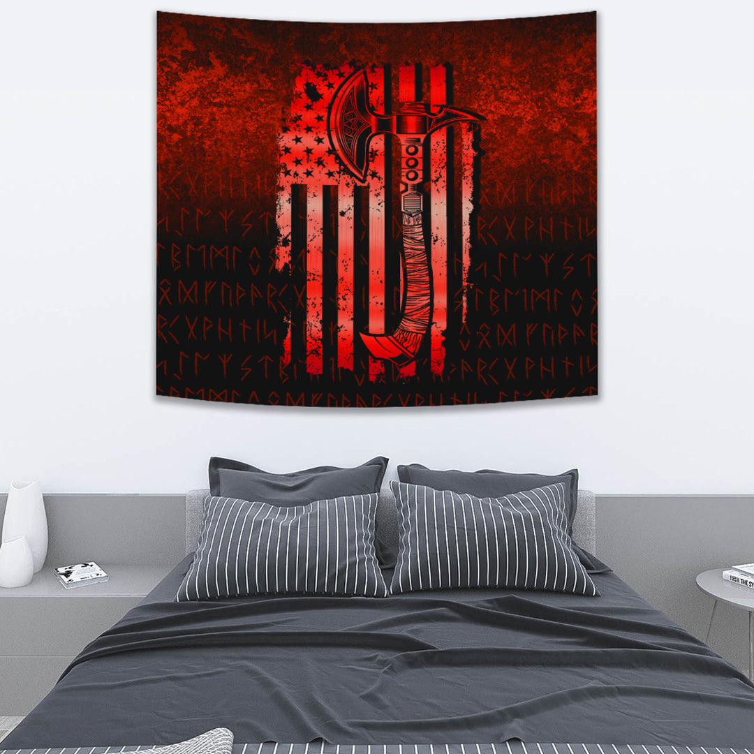 Viking Tapestry USA Flag Viking Tapestry Cool American Norsemen Red Version