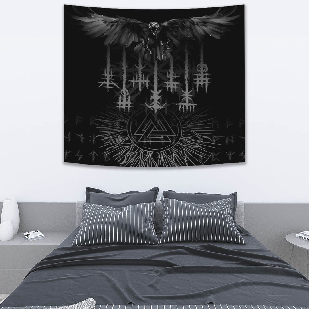 Viking Tapestry Raven and Valknut
