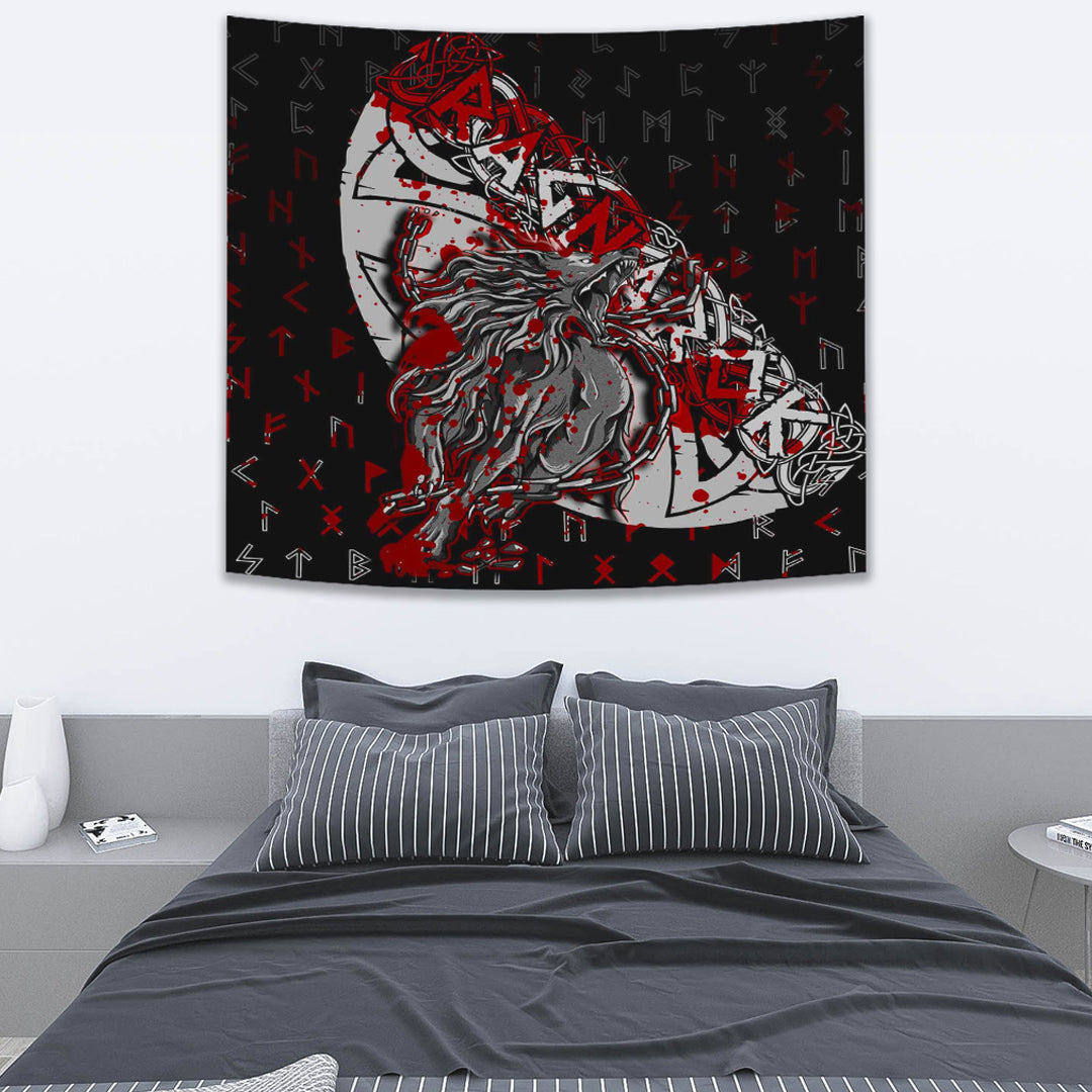 Viking Tapestry Fenrir Ragnarok Blood