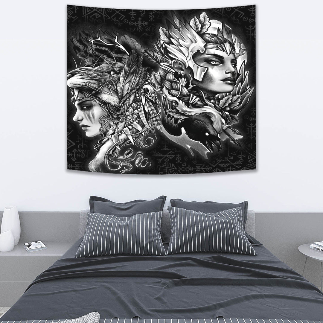 Viking Tapestry Valkyries And Bear Raven