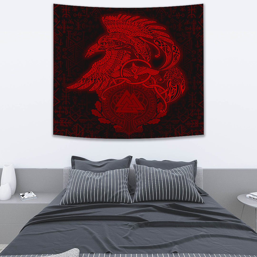 Viking Tapestry Raven Celtic Red Homeset