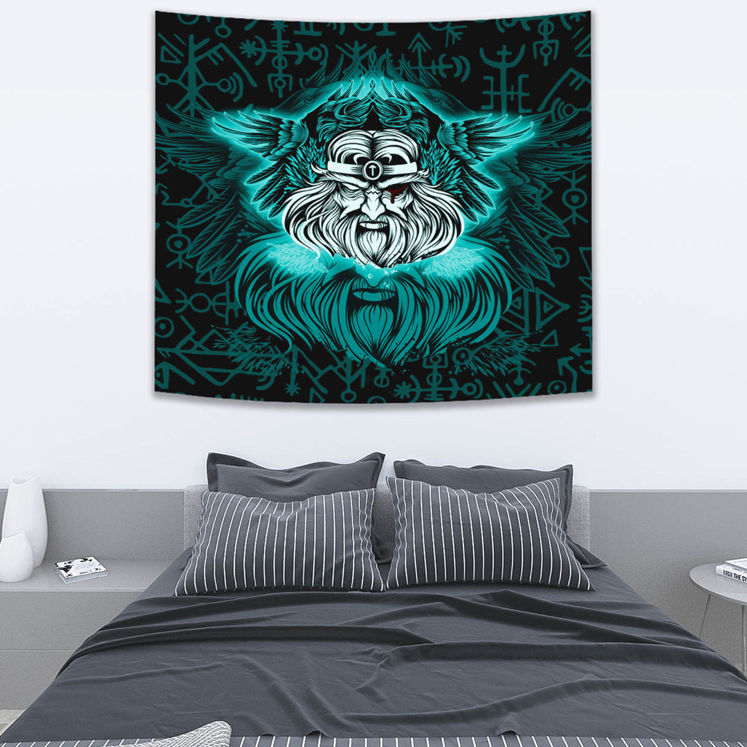 Viking Tapestry Odin Turquoise