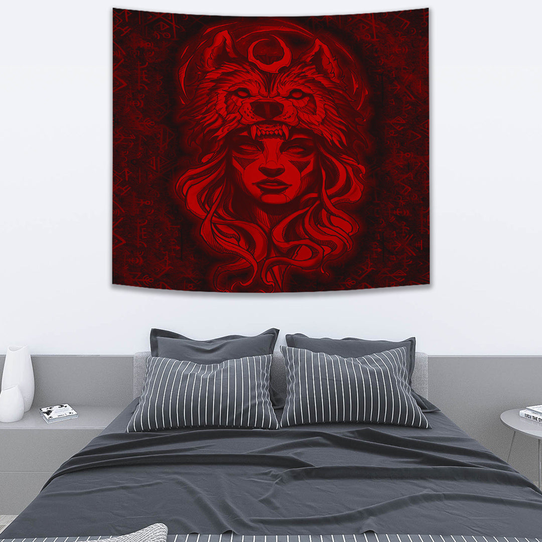 Viking Tapestry Valkyries And Bear Raven Turquoise