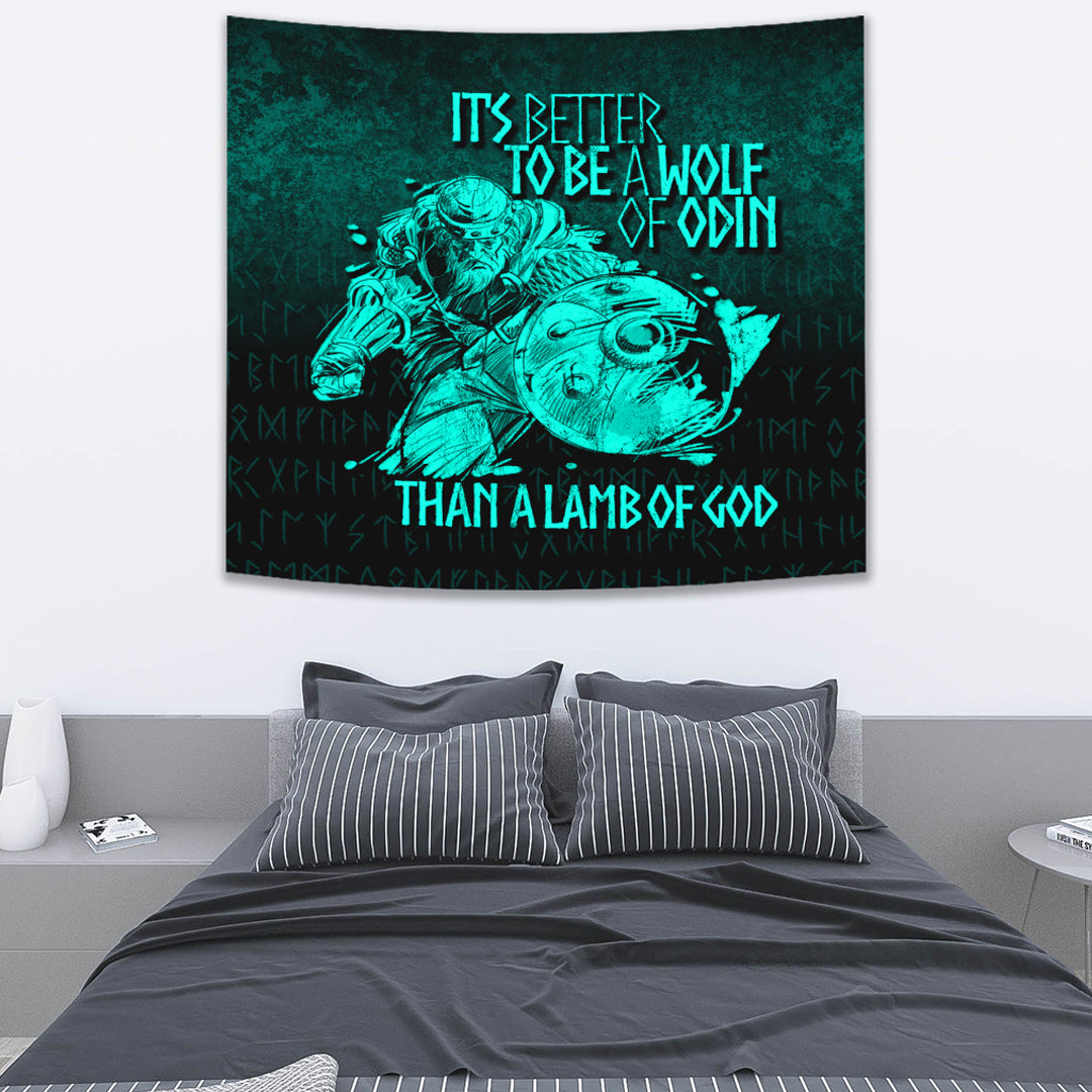 Viking Tapestry It's Better To Be A Wolf Of Odin Than A Lamb Of God