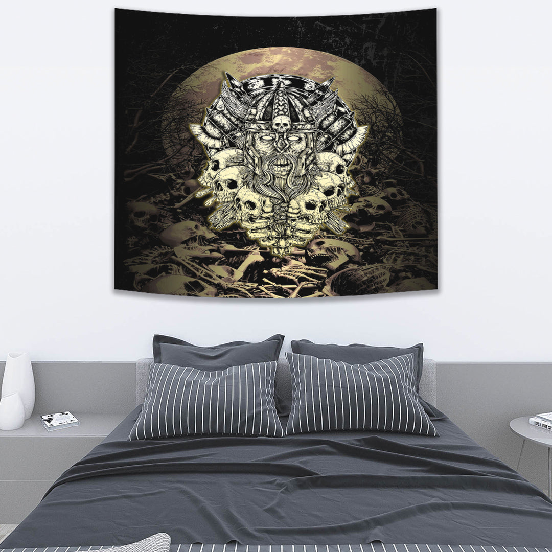 Viking Tapestry Warrior Old and Skull