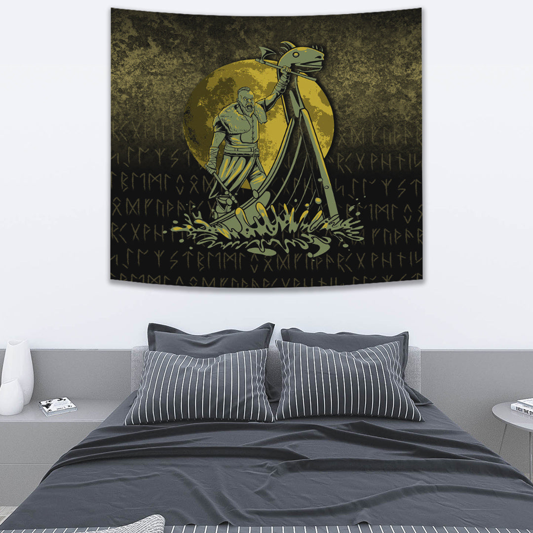 Viking Tapestry Victory or Valhalla Drakkar Ver01
