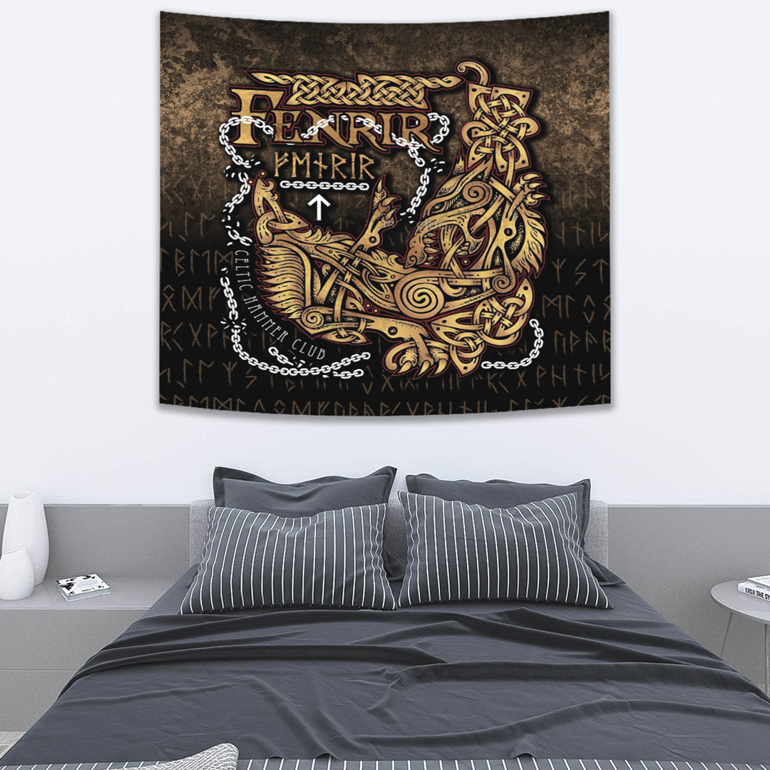 Viking Tapestry Fenrir Ragnarok Viking Tapestry Monster Wolf