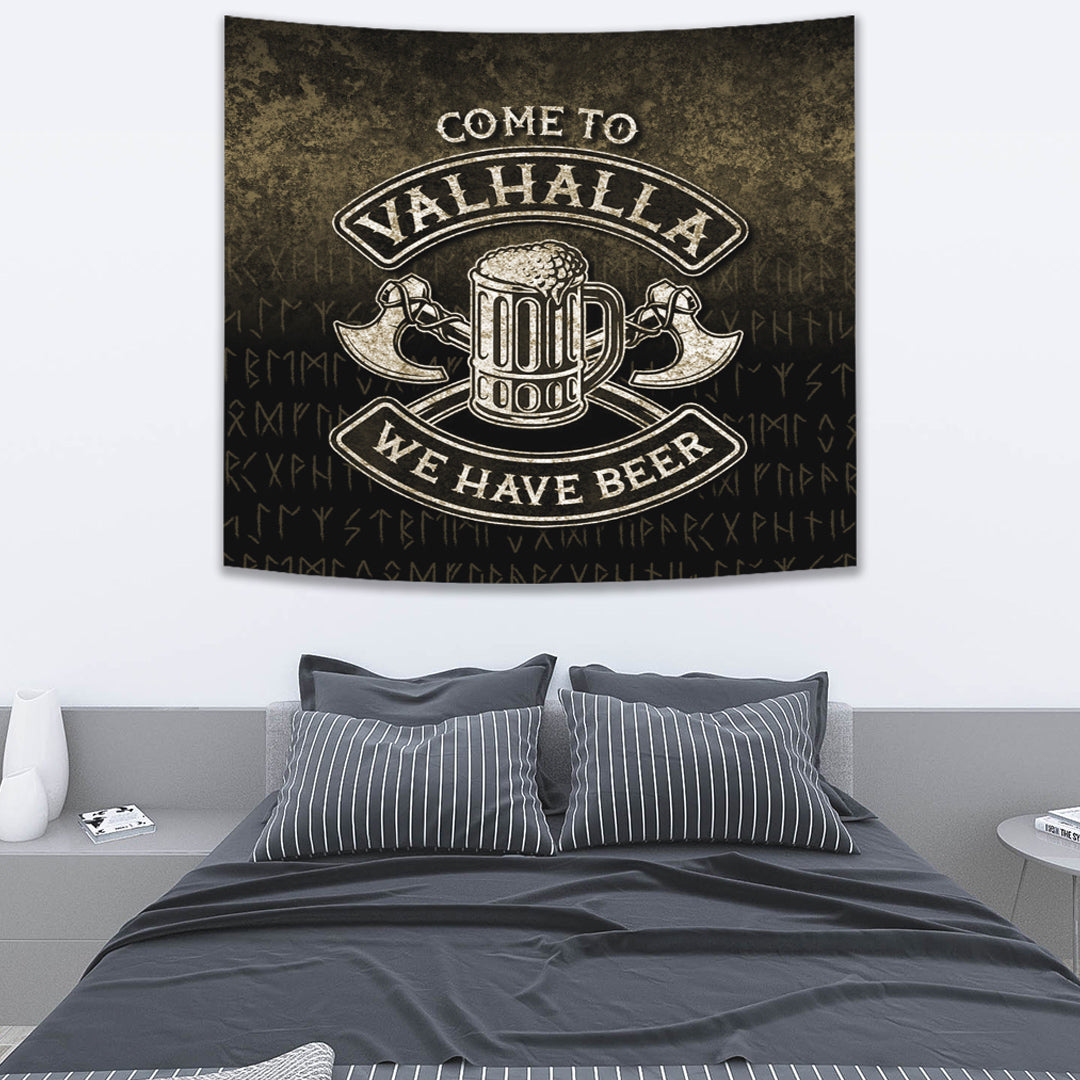 Viking Tapestry Come To Valhalla We Have Beer Funny Nordic Viking Tapestry Norse Gift