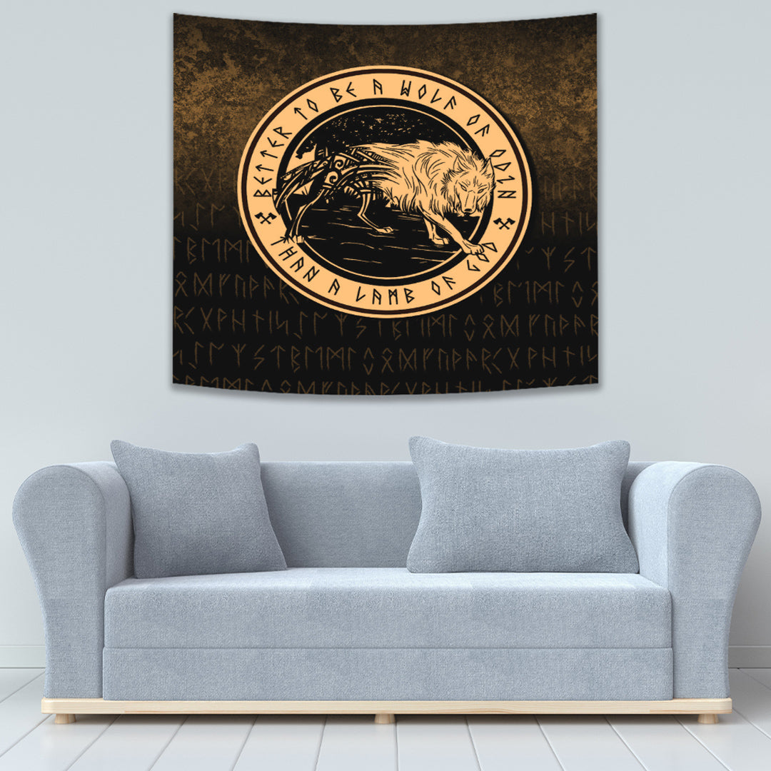 Viking Tapestry Wolf Of Odin Gold Version