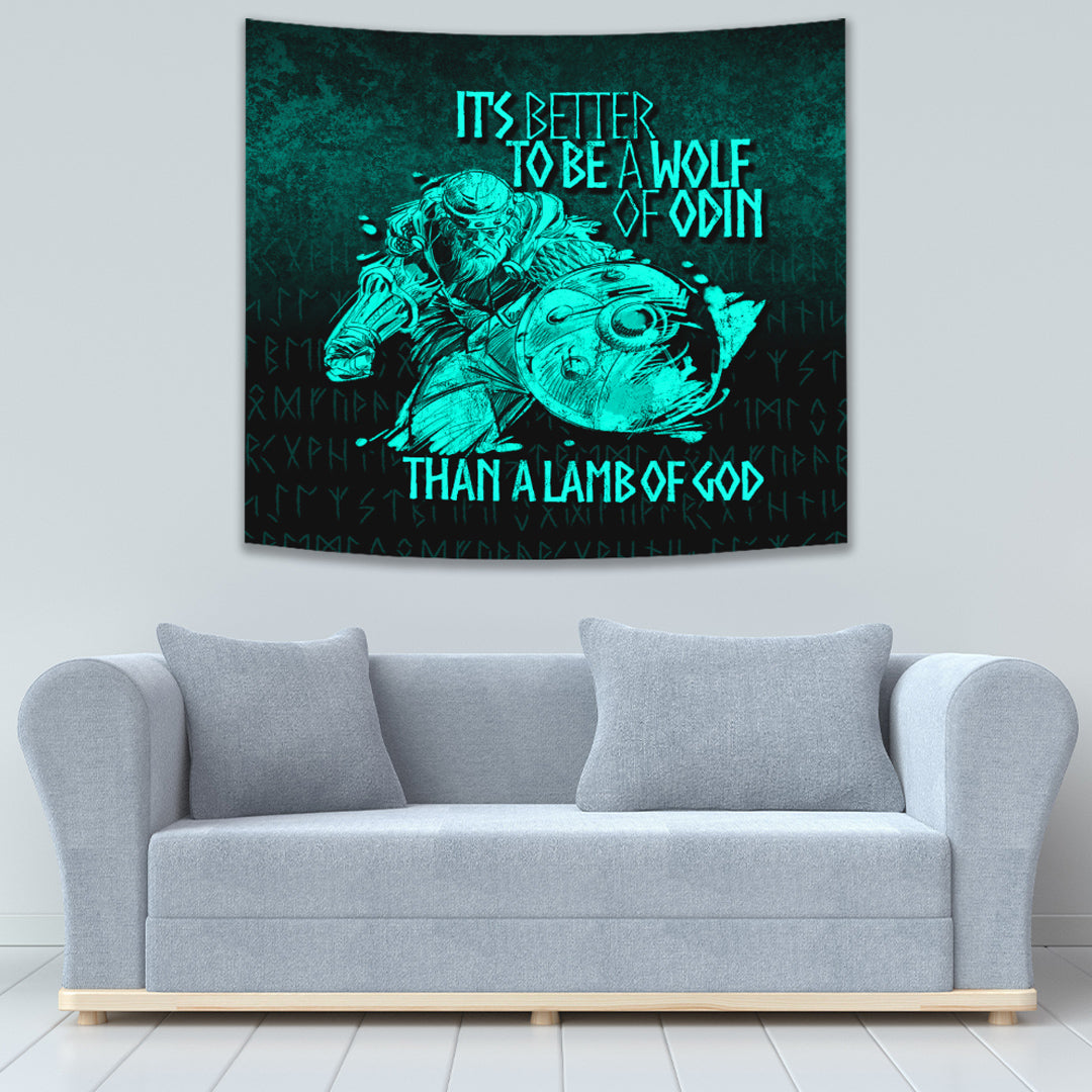 Viking Tapestry It's Better To Be A Wolf Of Odin Than A Lamb Of God