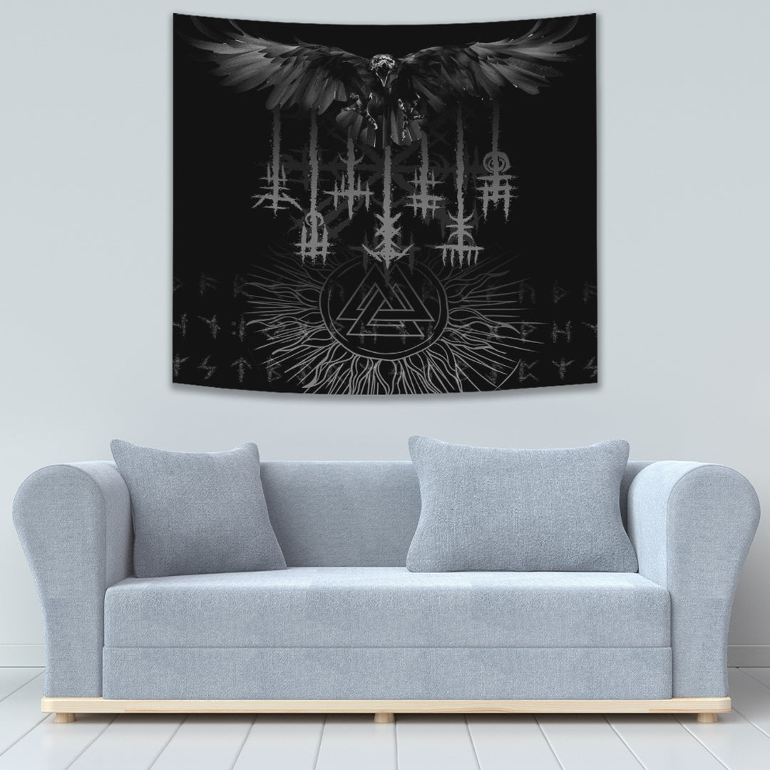 Viking Tapestry Raven and Valknut