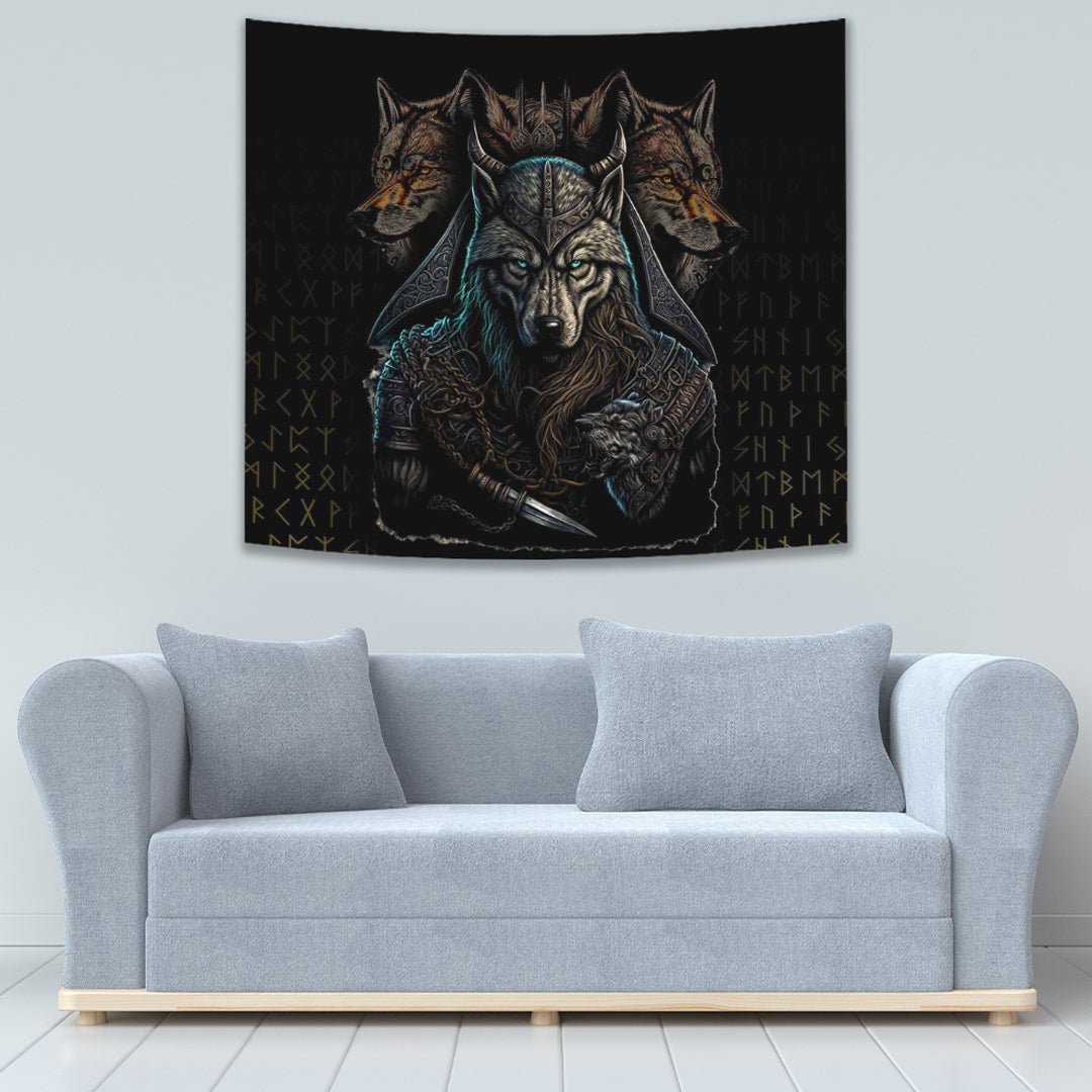 Viking Tapestry Wolf Warriors 3D