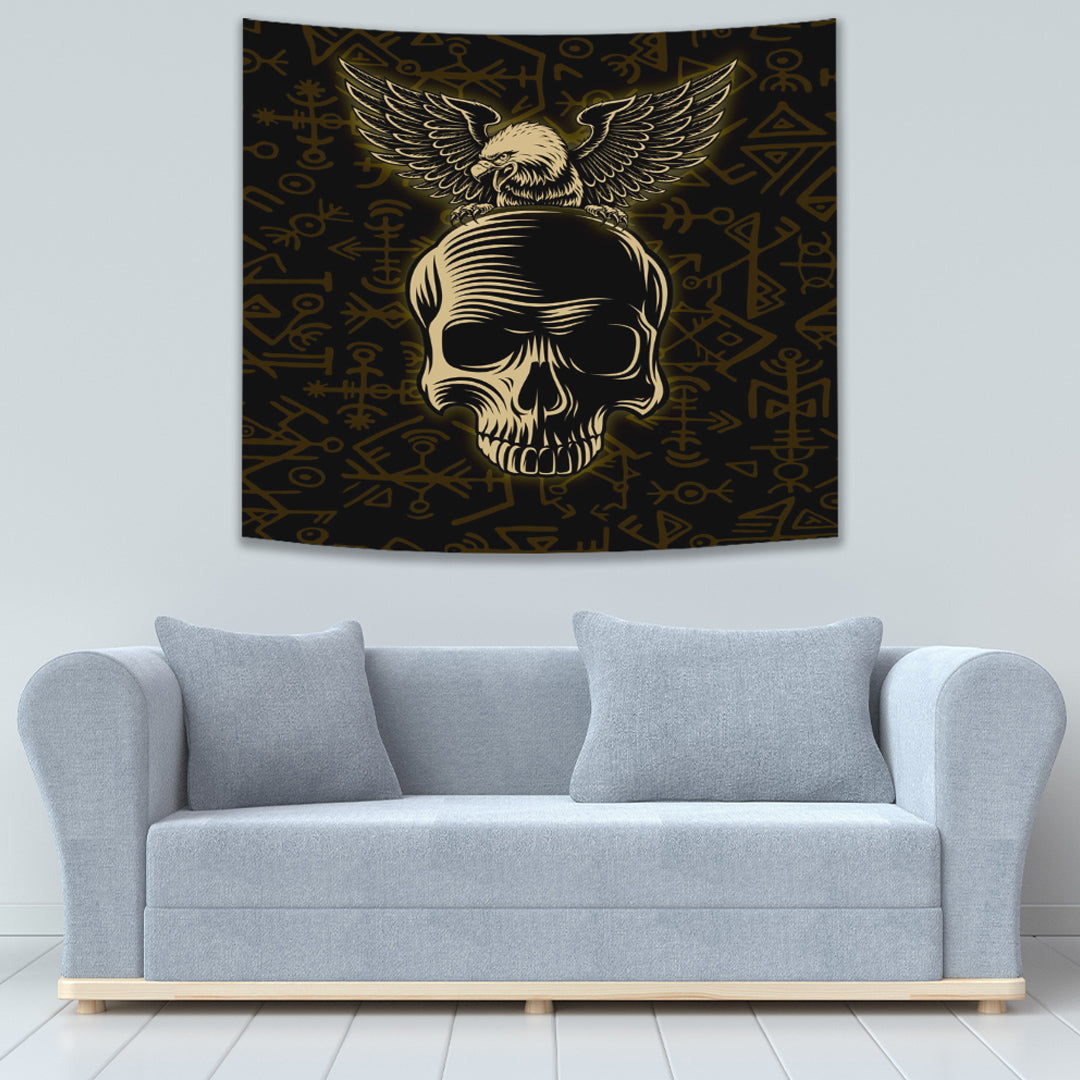 Viking Tapestry Raven And Skull Viking Tapestry
