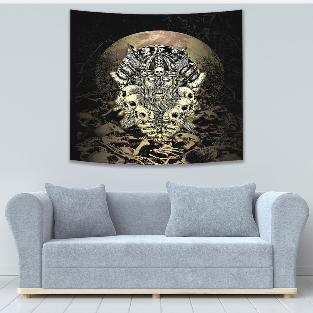 Viking Tapestry Warrior Old and Skull