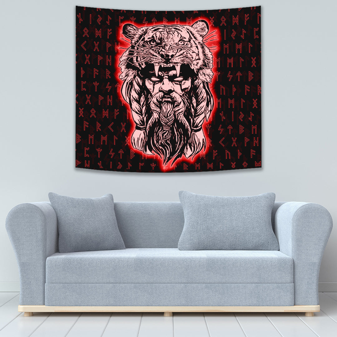 Viking Tapestry Wolf Odin Viking Tapestry Set Red