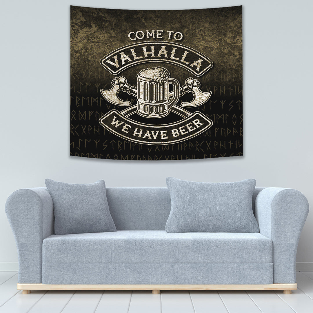 Viking Tapestry Come To Valhalla We Have Beer Funny Nordic Viking Tapestry Norse Gift