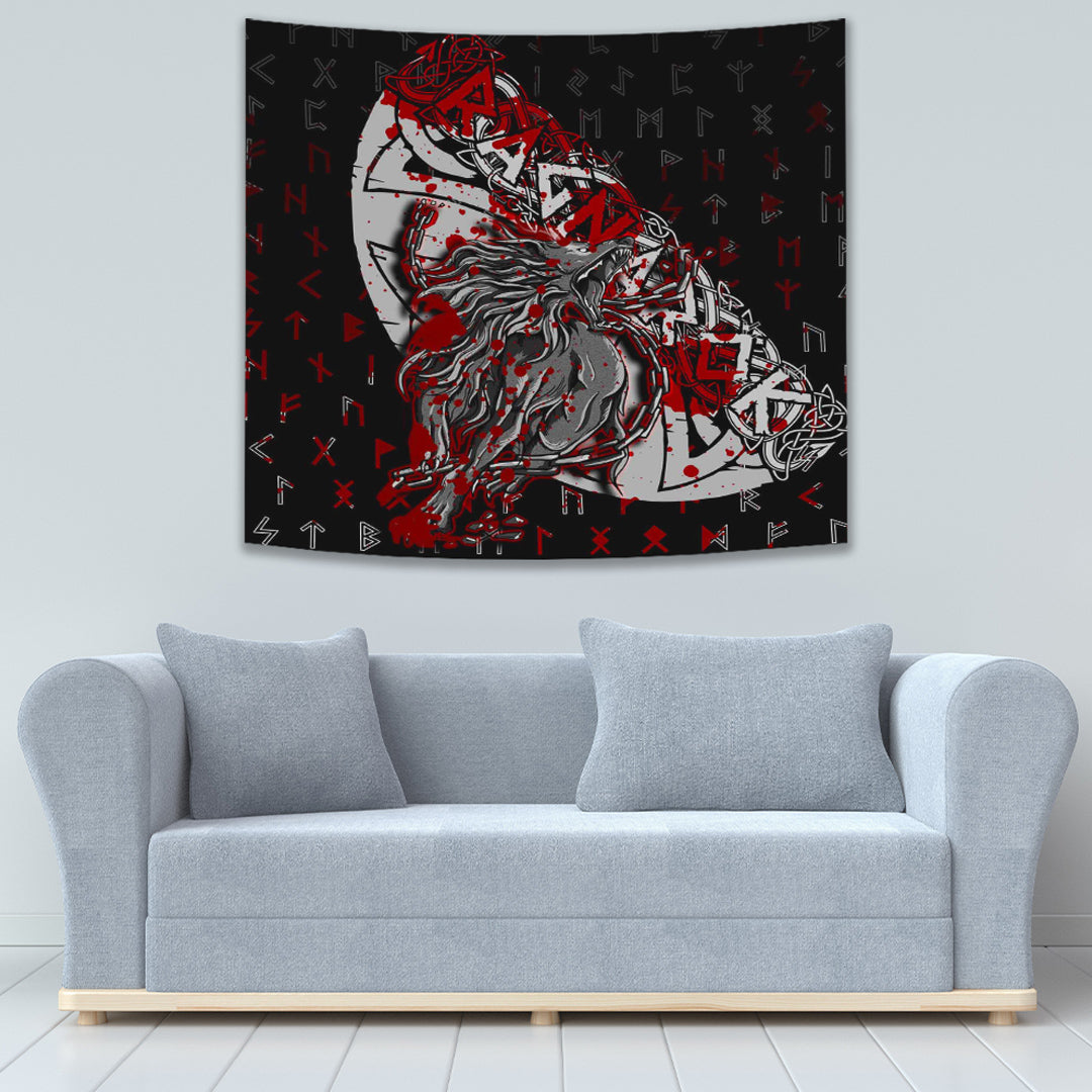 Viking Tapestry Fenrir Ragnarok Blood