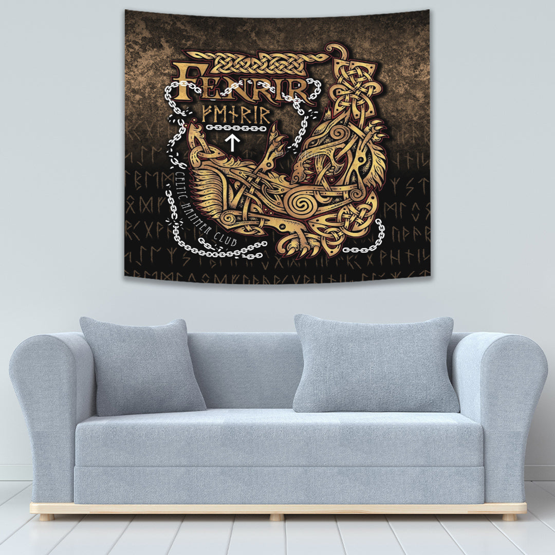 Viking Tapestry Fenrir Ragnarok Viking Tapestry Monster Wolf