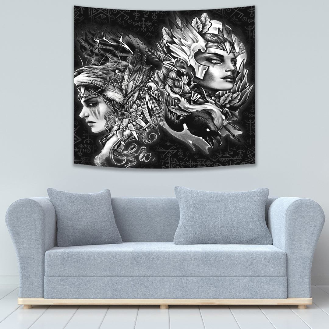 Viking Tapestry Valkyries And Bear Raven